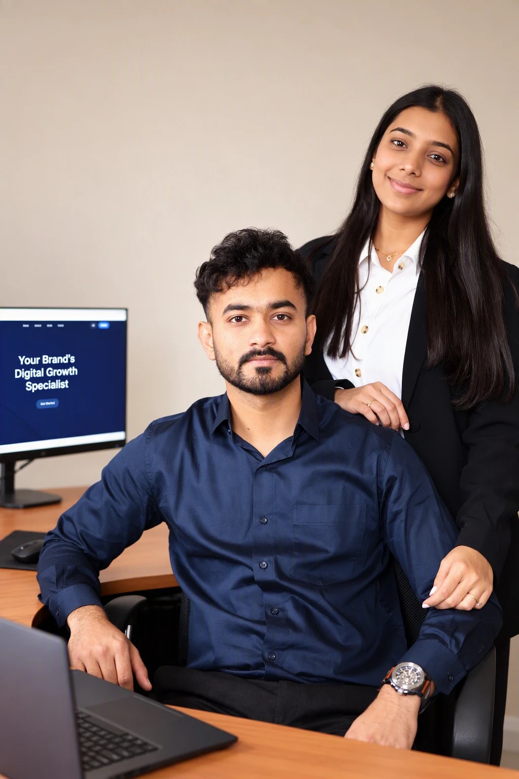 MSA Digital founders Aman Patel and Shivangi Patel in the studio