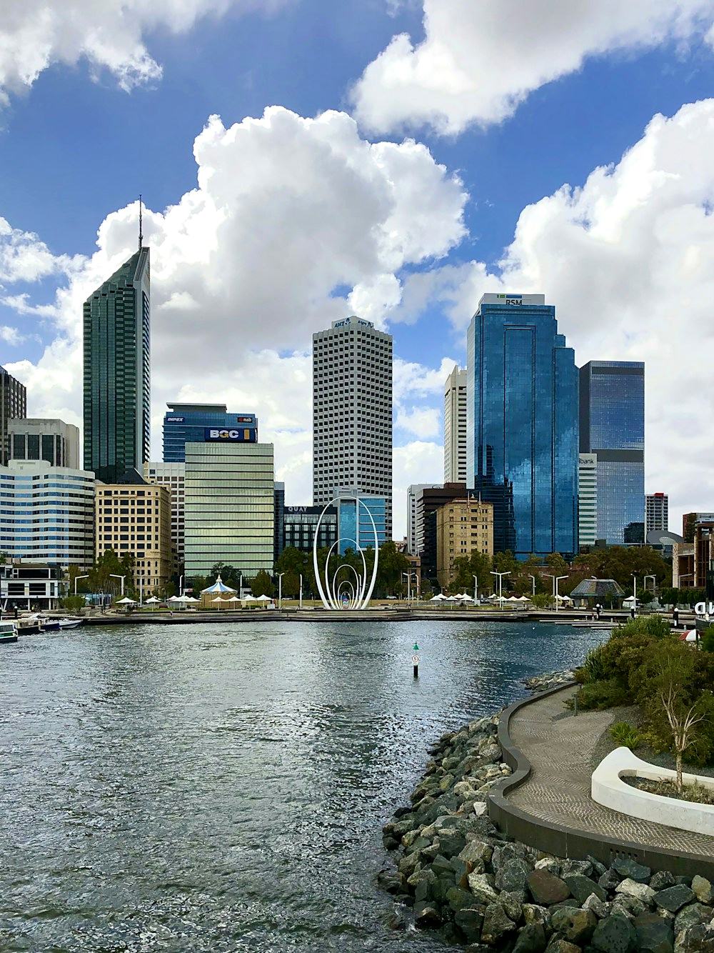 Elizabeth Quay and Spanda sculpture in the Perth CBD