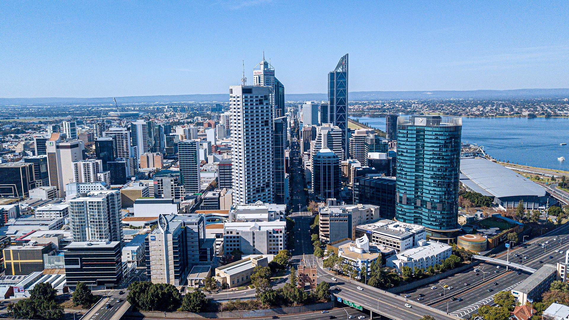 Aerial view of the Perth CBD
